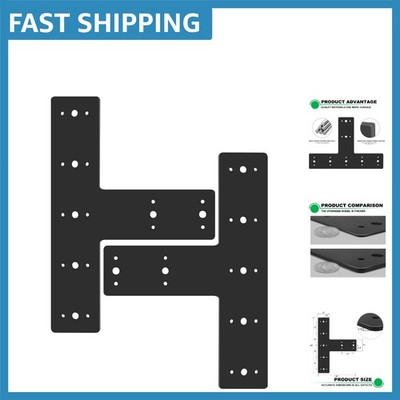 Set of 2 T-Shape Brackets - Alloy Steel Flat Post Support for Lumber Projects
