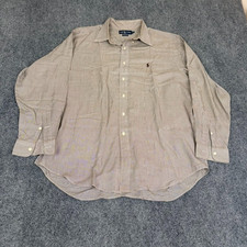 Ralph Lauren Beige Check Yarmouth Button Down Shirt Men's Size 16 .5/34