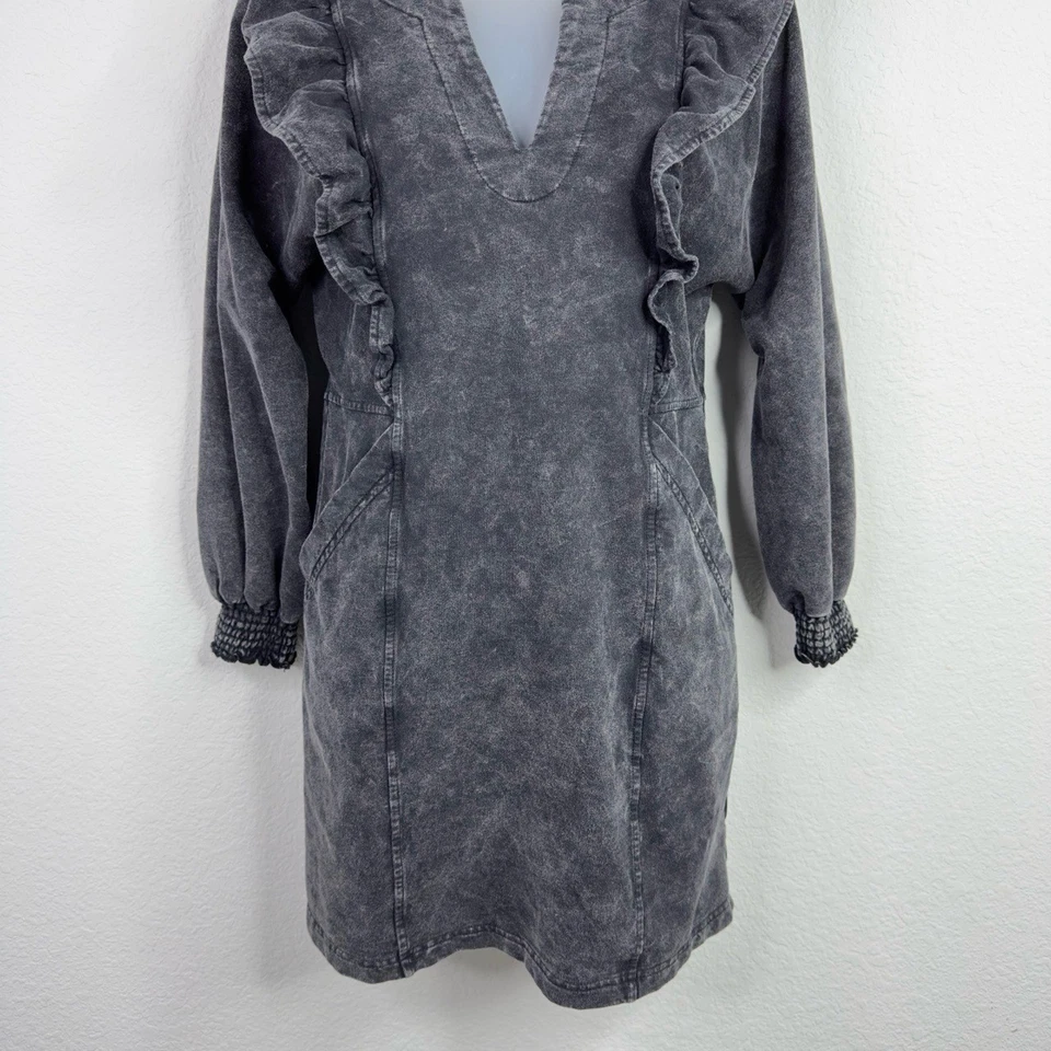 Betsey Johnson Dress Women S Grey Acid Wash Ruffled Y2K Whimsigoth Romantic Boho - Image 4 of 4