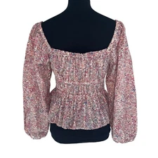 NWT J. Crew Puff-Sleeve Cinched Waist Top Size S Fairy Boho Cottage Floral