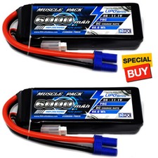 NHX Muscle Pack 3S 11.1V 6000mAh 75C Lipo Battery 2 w/ EC5 Connector