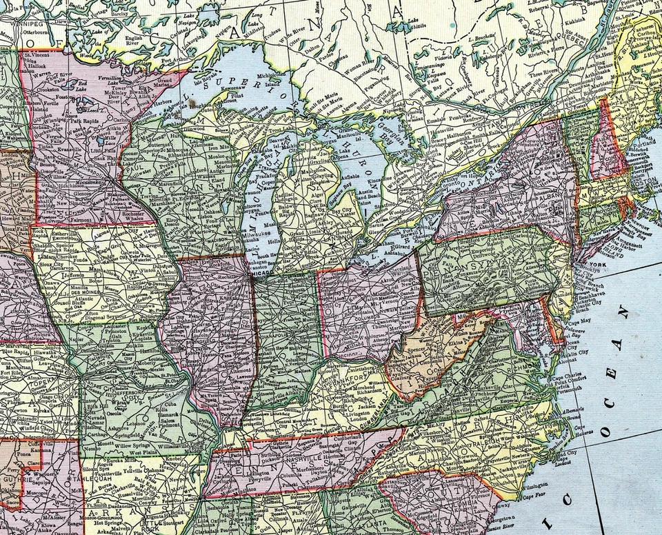 1901 Карта Тунисона Индейская территория США Оклахома Аляска Вашингтон Техас - Изображение 3 из 4