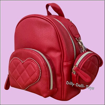 Kleiner Rucksack & Geldbörse rot Love Heart Kunstleder Handtasche Rucksack Stil