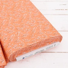 Threadart Cotton Quilting Fabric By The Yard - Vintage - Coral Flower