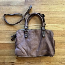 Costanza Rota Satchel Crossbody Vintage Brown Italian Leather Handbag Carryall