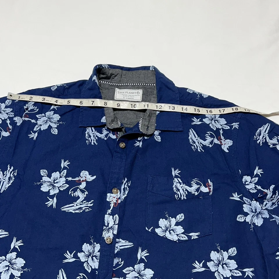 Free Planet Hawaiian Button Up Shirt Short Sleeve Hulu Dancer￼ Print Mens XL - Image 4 of 4