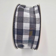 Celebrate It Wired Ribbon Black White Buffalo Plaid Check 2.5" x 80' NEW
