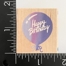 All Night Media Happy Birthday Balloon 550E06 Wood Mounted Rubber Stamp