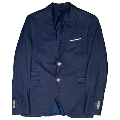 CINQUE Men's Stretch Jacket Blazer Business Short 46 S Blue Elbow Elegant
