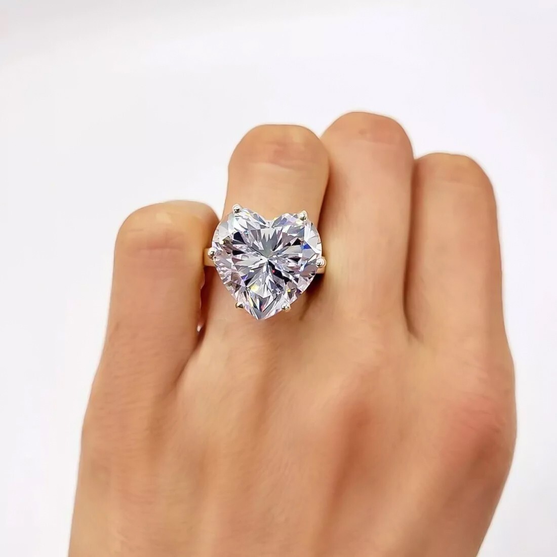 7.20 Ct Heart Cut White Diamond Ring 925 Silver Romantic Gift