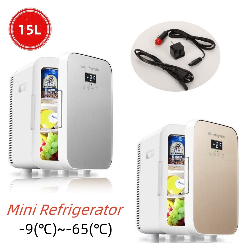 Mini nevera bar 15L puerta de cristal nevera coche fiesta congelador camping 12V