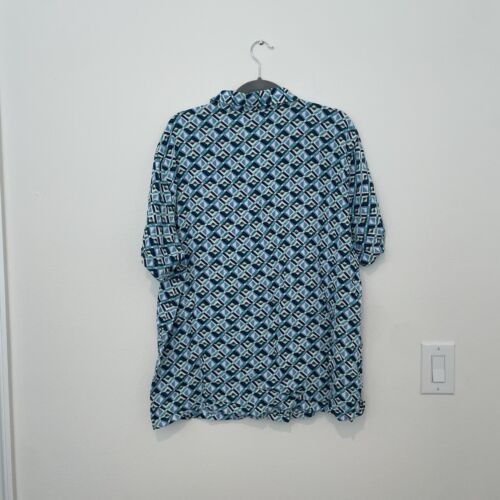 Old Navy Shirt Mens Blue Geometric Button Up Short Sleeve Size XL - Picture 2 of 6