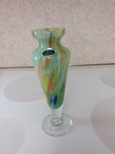 Vintage Lavorazione Murano Multi-Colored 9" Bud Vase