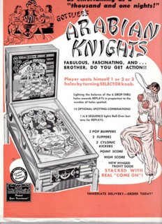 Wow! Original 1953 Gottlieb Arabian Knights pinball flyer/brochure! Free Ship!
