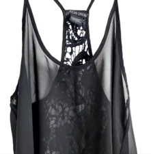 American Dream Sheer Lace Racer Back Cami - Black - Large