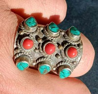 EXTREMELY RARE POST MEDIEVAL ISLAMIC OTTOMAN SILVER INTAGLIO SEAL RING - STONES