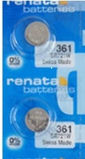 Two (2) Renata 361 Watch Batteries SR721W 0% MERCURY SWISS MADE
