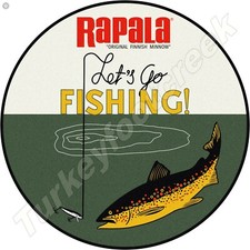 RAPALA LETS GO FISHING 11.75in ROUND METAL SIGN