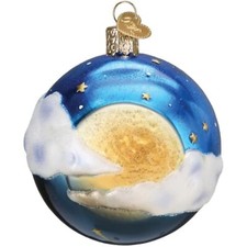 Old World Christmas MOONGLOW ROUND 54502 Glass Ornament w/ OWC Box