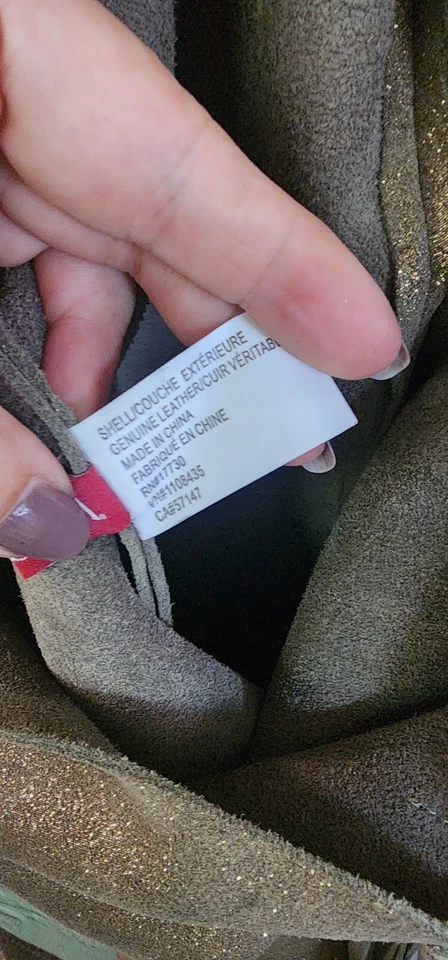 Bolso de mano Merona dorado brillante grande de cuero beige estilo boho con flecos Foto 4 de 4