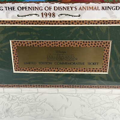 WDW Animal Kingdom Limited Edition Commemorative Ticket Framed