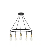 Tae 24 In. 5 Light Black Modern Industrial Chandelier 