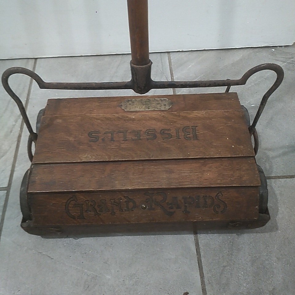 Vintage Bissell's Cyco Bearings Carpet Sweeper Wooden Grand Rapids