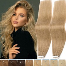 Tape-In Thick Real Human Remy Hair Extensions Skin Weft Blonde 60PCS/Full Head