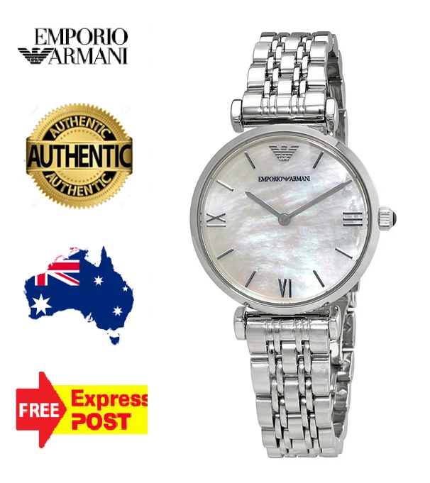 EMPORIO ARMANI CLASSIC AR1682 MOTHER OF PEARL SILVER WHITE LADIES WOMENS WATCH