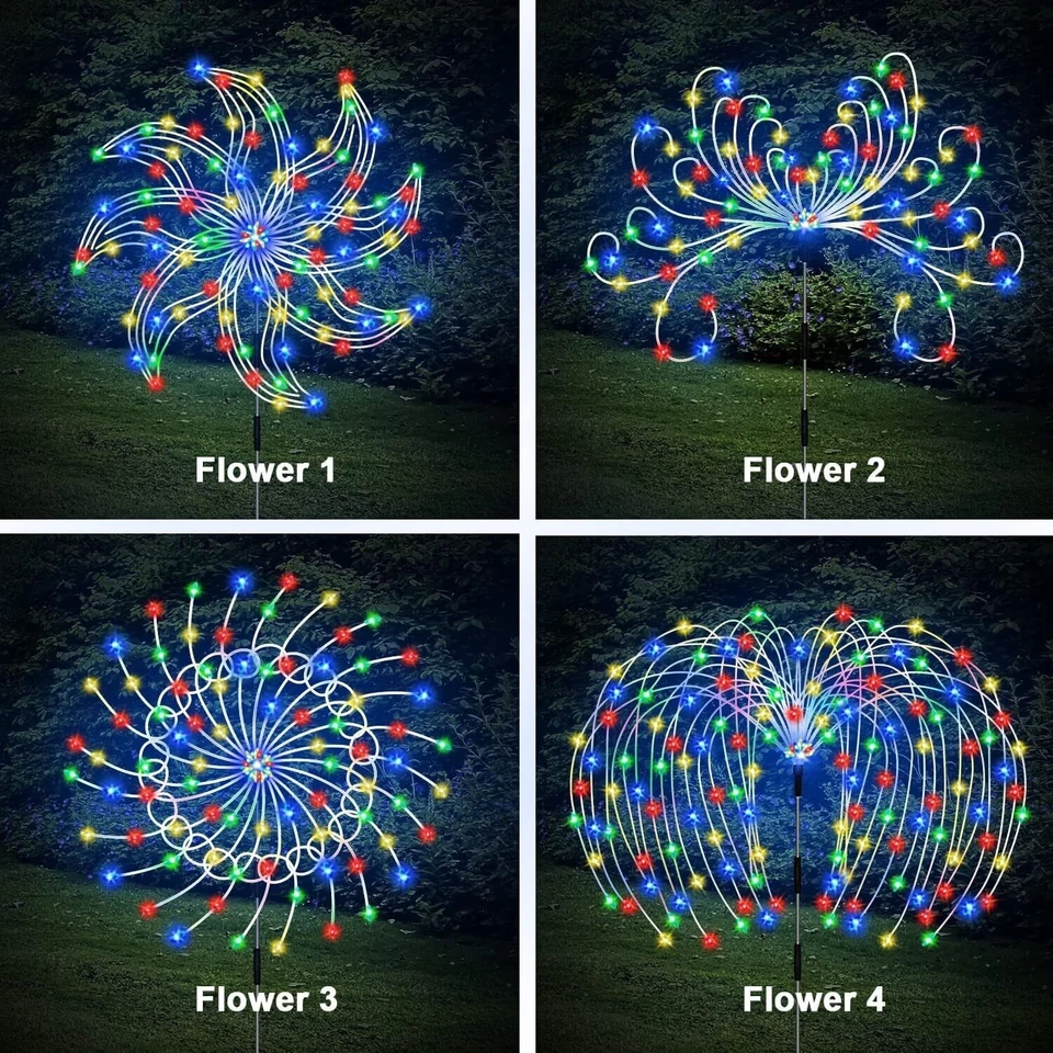 3 Pack Solar Fireworks Lights Outdoor Garden Party Xmas Fairy Wedding Lamp IP65 - Image 3 of 4
