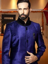 Men's Velvet Sherwani in ROYAL Blue
