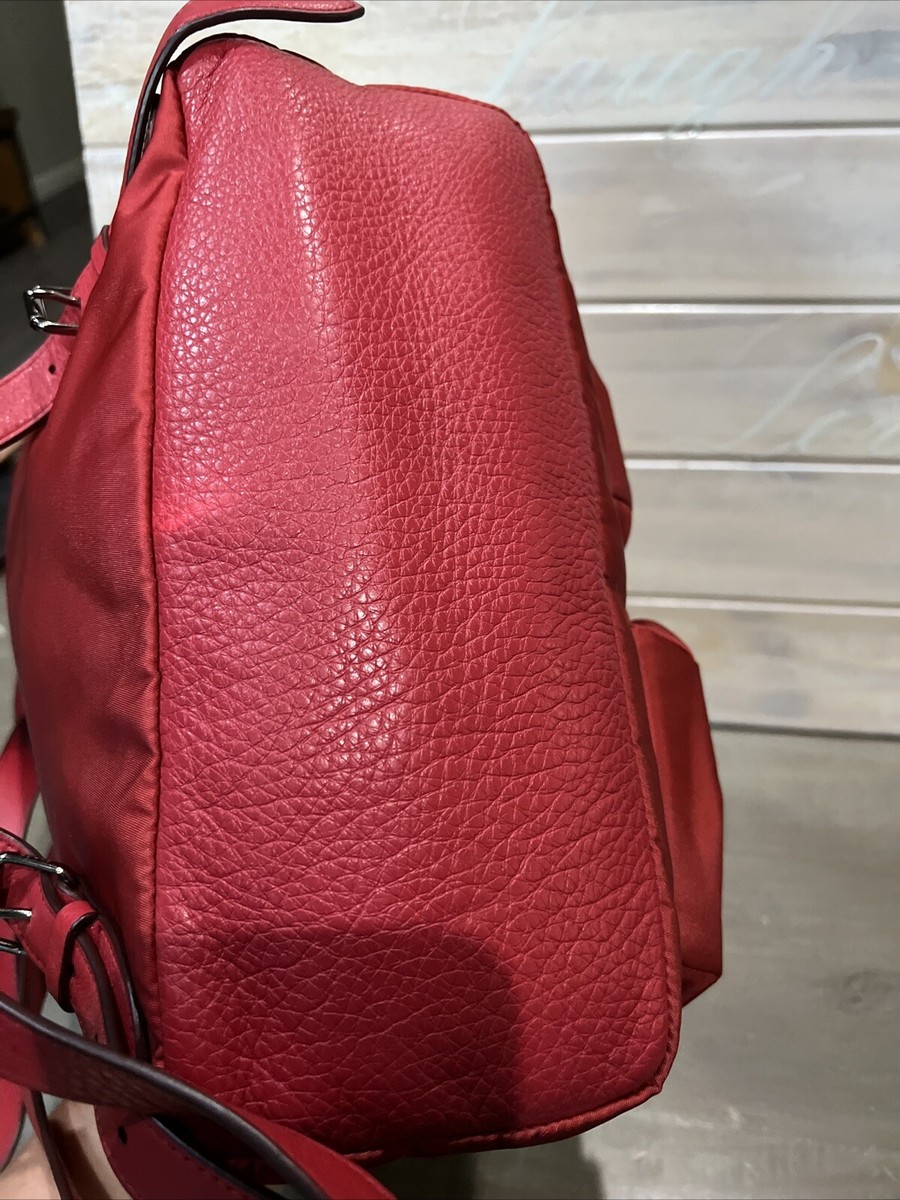 Coach F58814 True Red Nylon Backpack w/ Leather Trim and