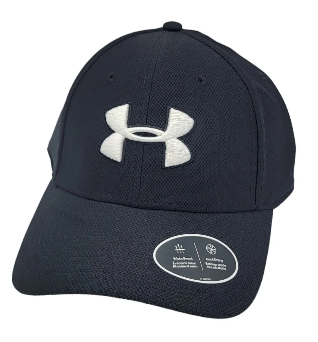 Under Armour UA Men's Blitzing Black White Stretch Fit Size L/XL Hat  Cap