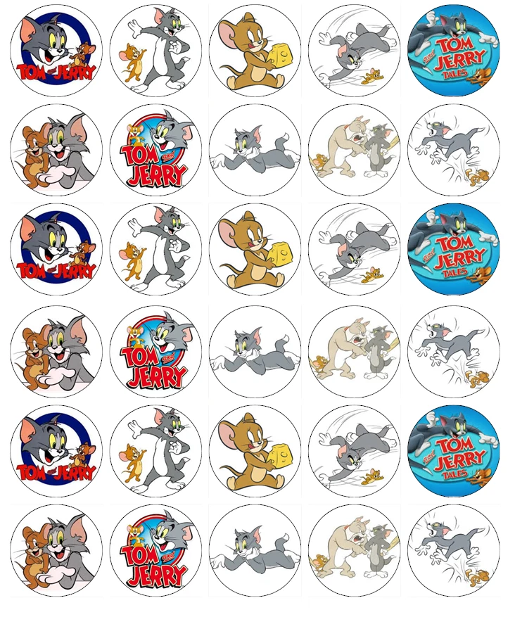 30X Tom Und Jerry Cupcake Toppers Essbares Waffelpapier Feen Kuchen Toppers - Bild 1 von 1