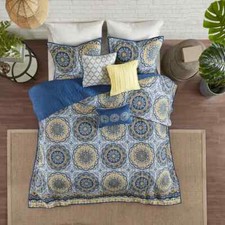 NEW BEAUTIFUL TROPICAL BLUE YELLOW WHITE SOUTHWEST BEACH TEAL AQUA QUILT SET