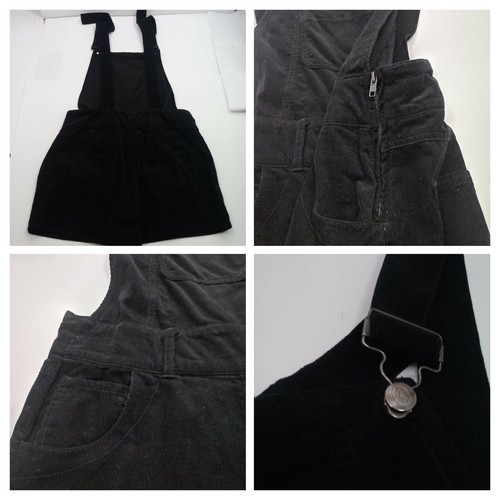 Olsenboye Corduroy Shortalls Junior 11 Black Side Zip Adjustable Straps Pockets - Picture 11 of 13