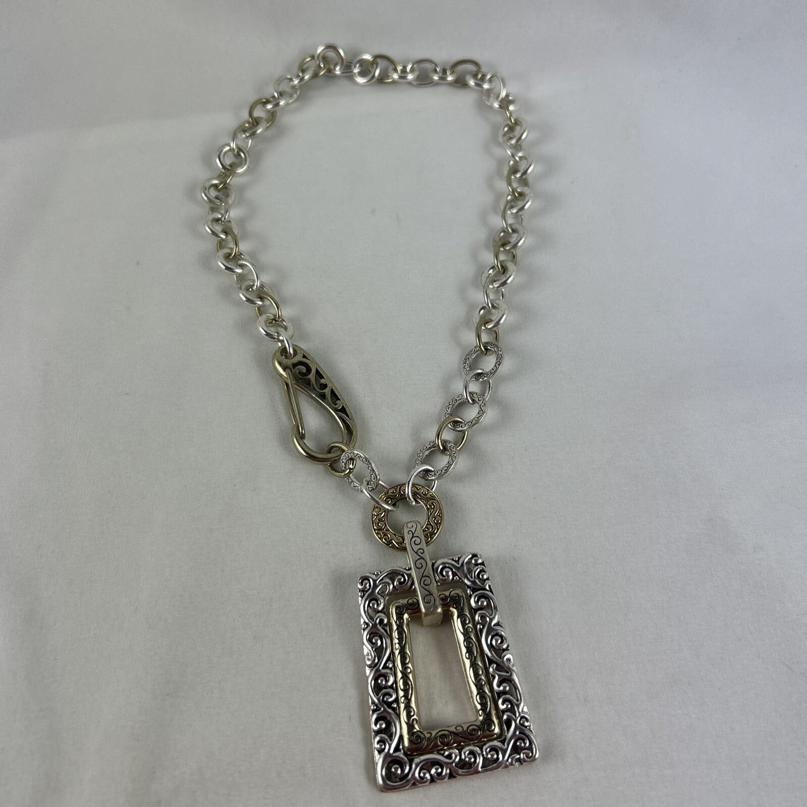 Statement Necklace Double Frame Pendant Large Cla… - image 2