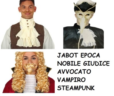 CARNEVALE HALLOWEEN COLLARE JABOT PETTORINA EPOCA NOBILE VAMPIRO GIUDICE AVVOCAT