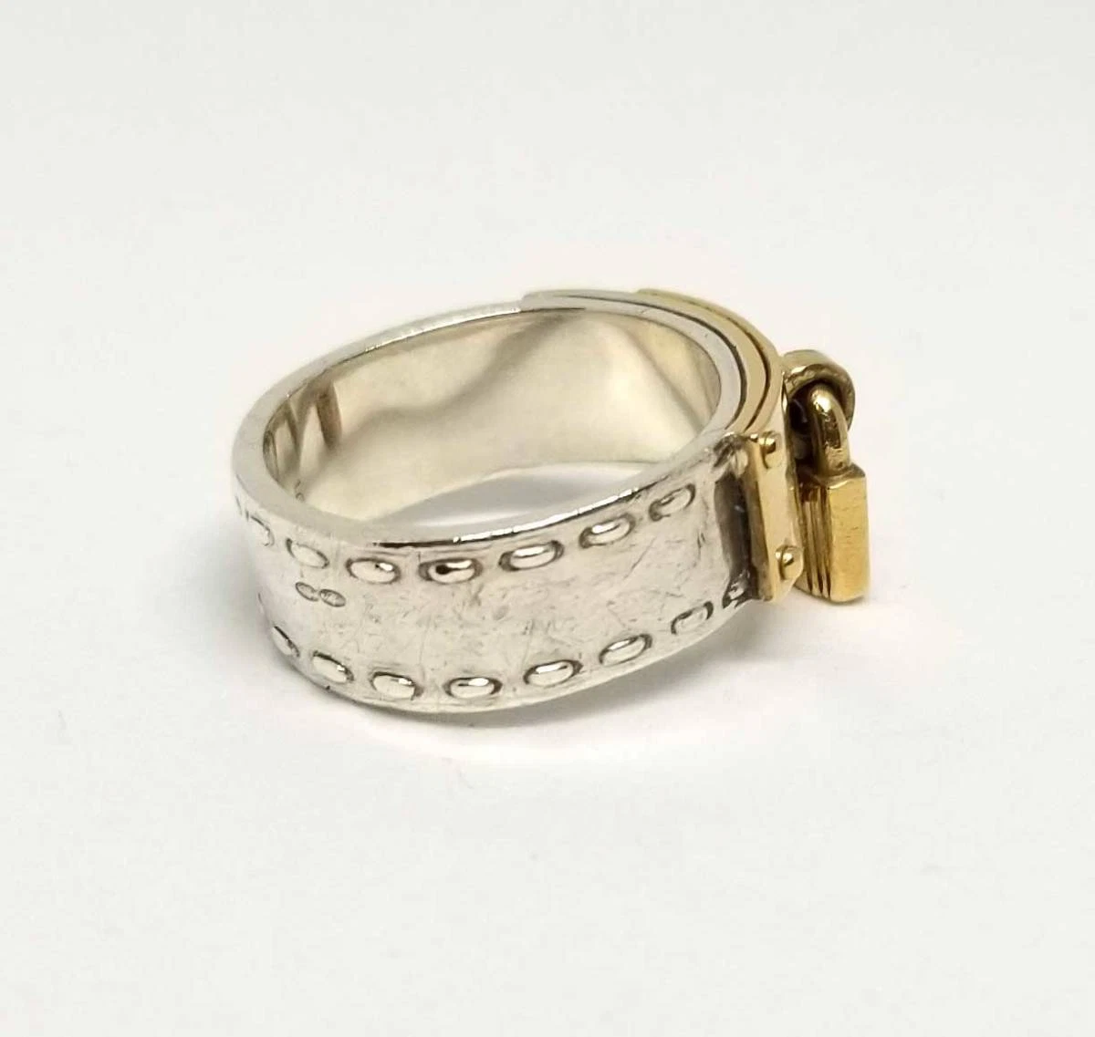 Authentic HERMES Kelly Ring 52 US size 6 Ring Combination Silver Gold SV925