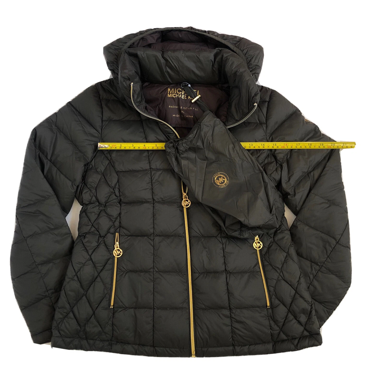 Michael Kors Piumino Piumino Donna PL Confezionabile Cappuccio Verde Militare Trapuntato