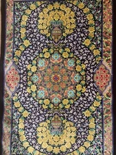 Silk rug carpet handmade W sign Qomm Ghomm/KPSI 500- Please read the description