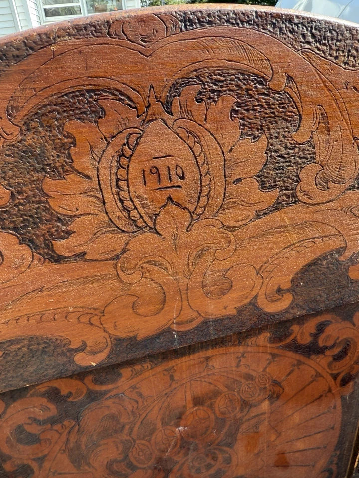 Antigua Silla Monje Inglés Banco Roble Se Convierte a Mesa Plegable REDONDA SIGLO XIX Foto 3 de 4