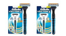 2x Gillette VECTOR 3 Razor with 1 Cartridge |...