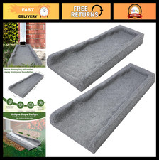 3-Pack Rubber Downspout Splash Block - Rain Gutter Drain Trays, Gray