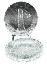 SET OF 4 ~ ARCOROC CANTERBURY CROCUS GLASS SALAD PLATES Clear Floral 7.5" XLNT