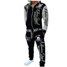 Men's Casual Tracksuit Hooded Full Zip Elastic Waistband Sweatsuit Set  