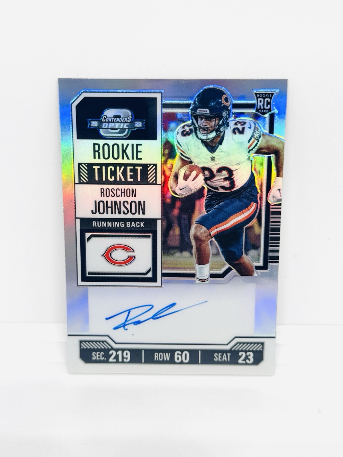 2023 Contenders Optic ROSCHON JOHNSON Rookie Ticket Silver Prizm Auto RC #130