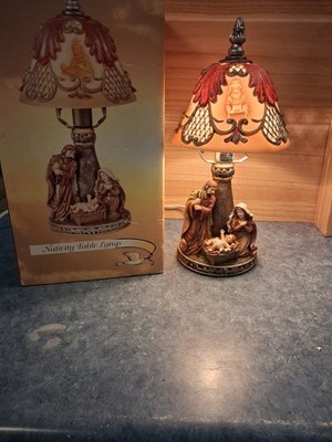 VTG Nativity Scene Lamp-Heavy Resin & Alabaster Like Shade-Brand New/Open Box