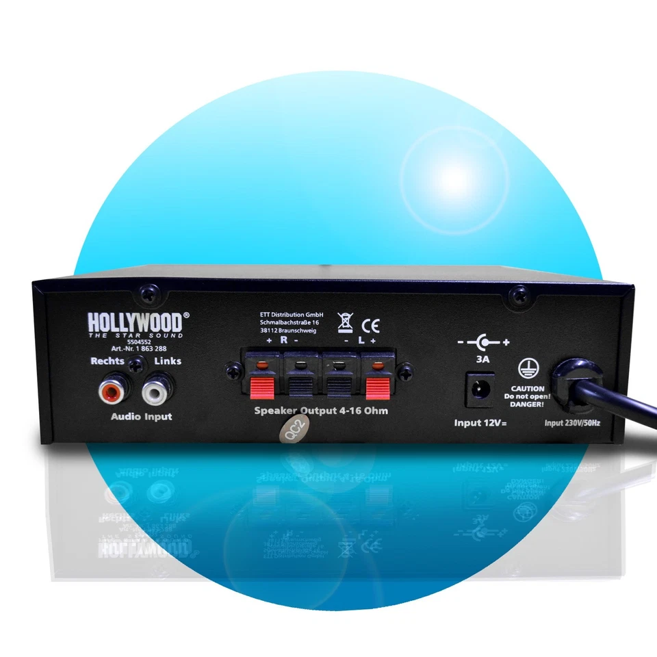 HiFi Verstärker HOLLYWOOD "Mini-100" Amplifier Audio Stereo Cinch AUX DJ PA - Bild 2 von 3