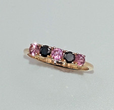 585 Rosegold Ring mit Turmalin und schwarzen Brillianten Gr. 54 (Ø 17,2mm)
